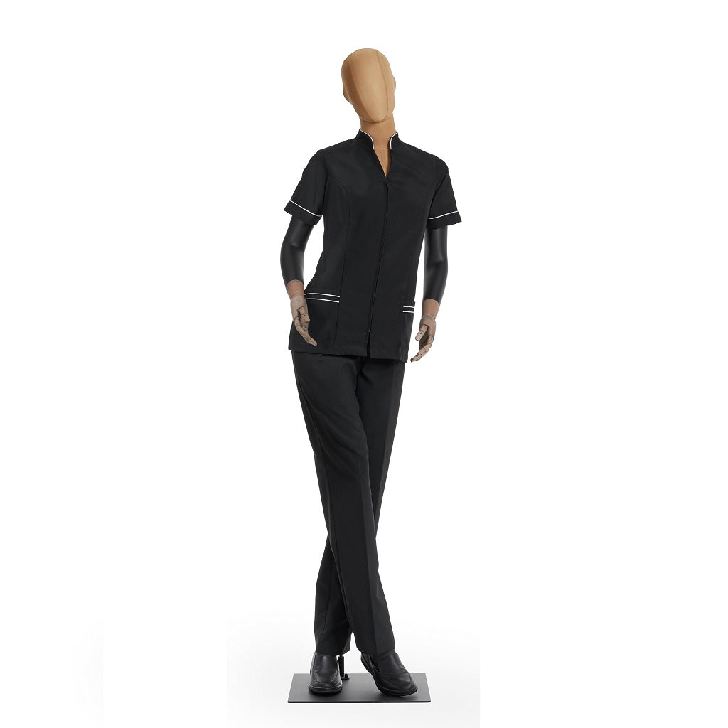 Filipina Básica para Servicio con Cuello Mao y Cierre