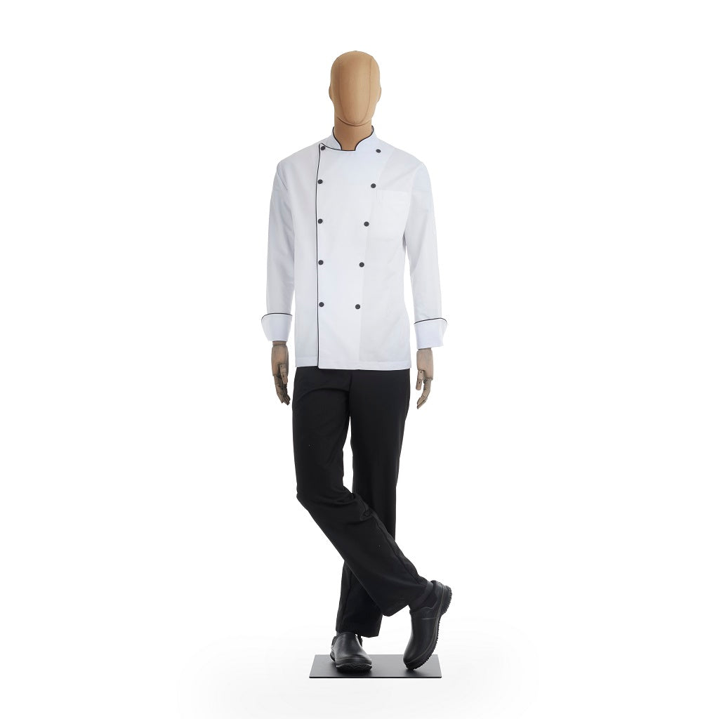 Filipina Color Blanco para Chef Caballero Ejecutiva Plus con Vivos Color Negro Manga Larga Diferentes Tallas Disponibles