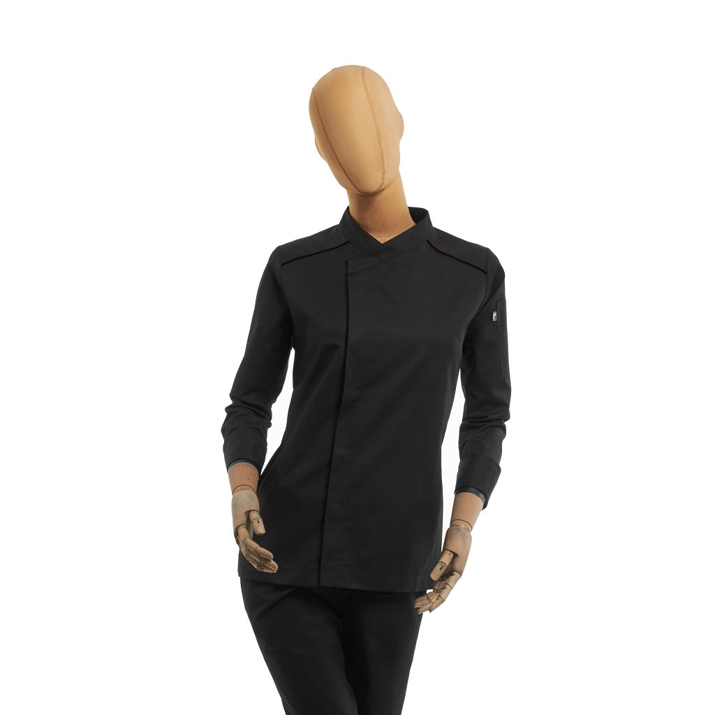 Filipina Color Negro para Chef Dama Dimitri Manga Larga CROP Diferentes Tallas