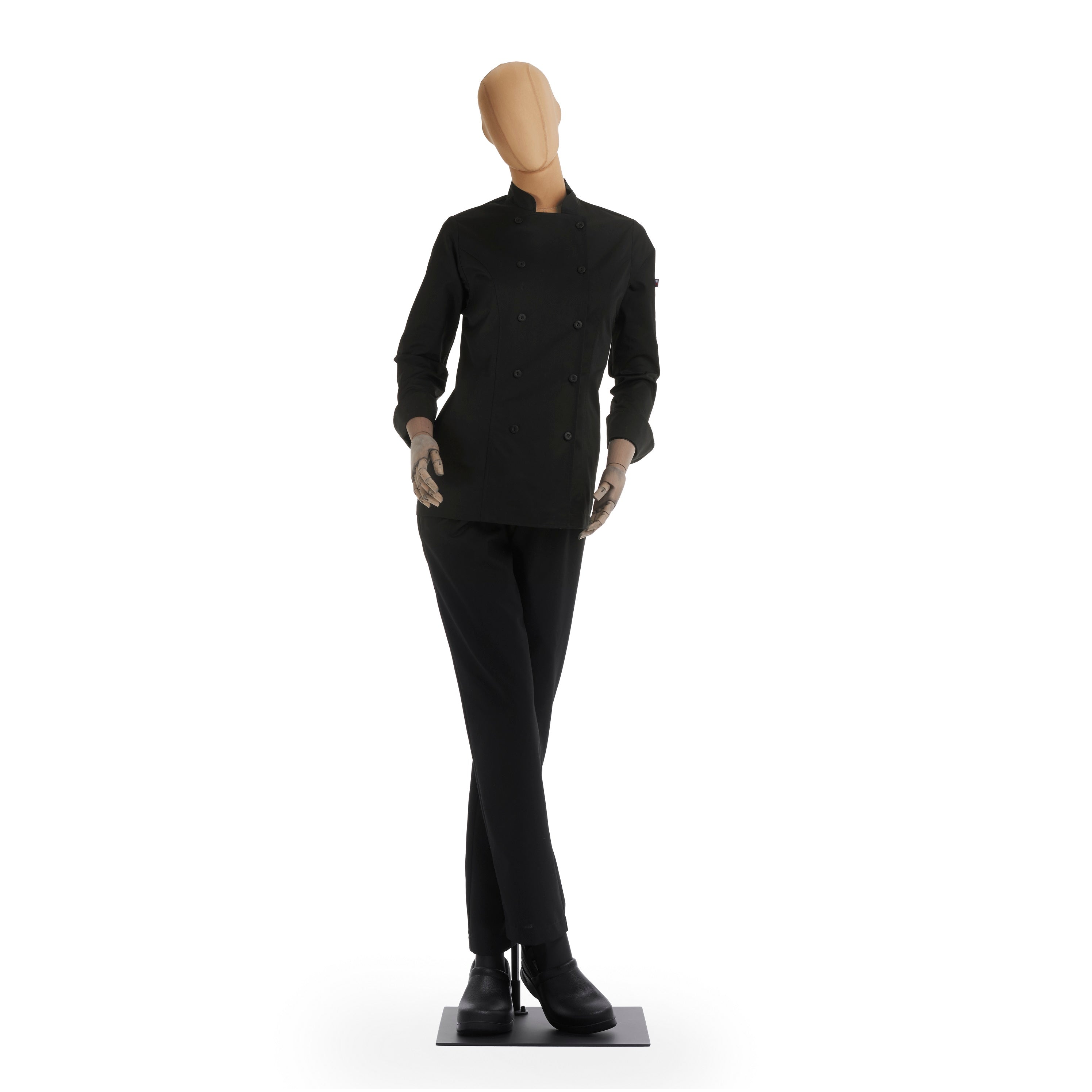 Filipina Negra para Chef Dama Ejecutiva Plus Manga Larga Diferentes Tallas Cuerpo Completo