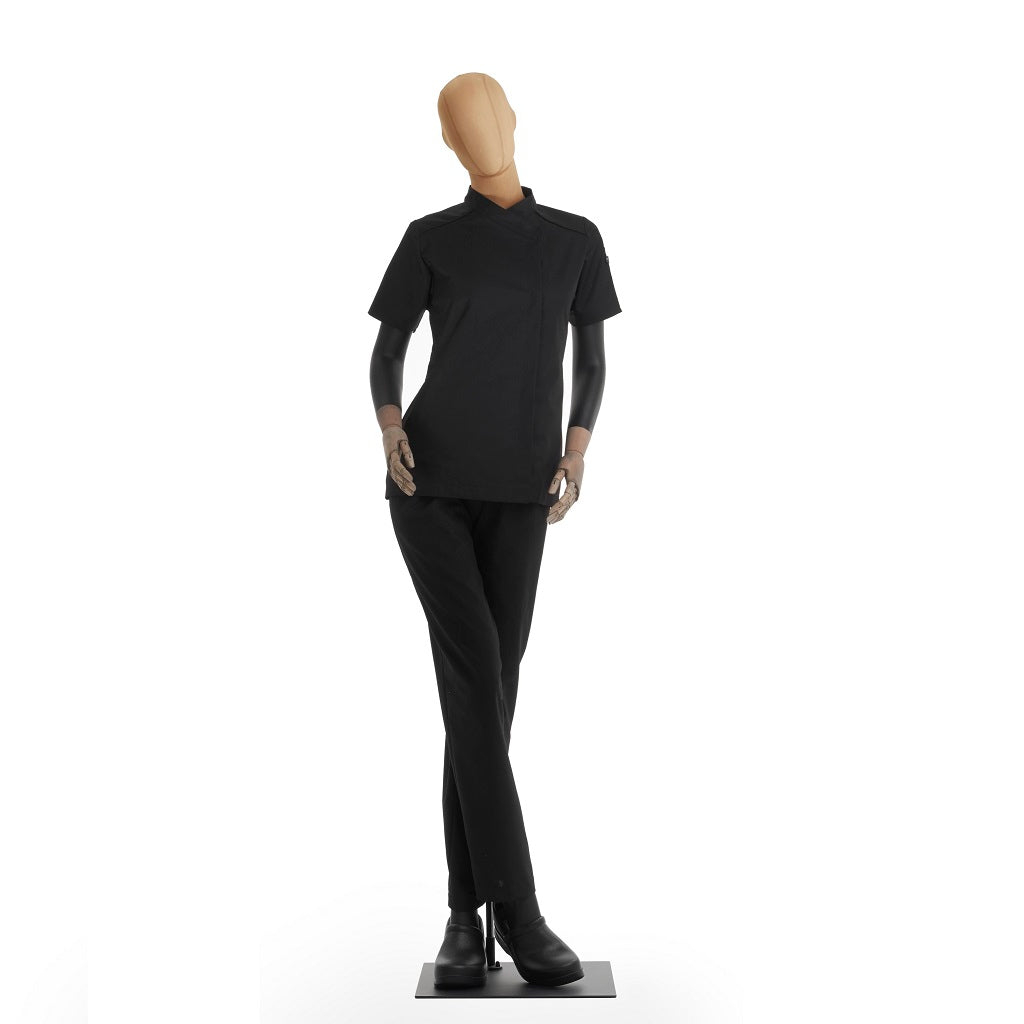 Filipina Negra para Dama Chef Dimitri Manga Corta Diferentes Tallas Disponibles Cuerpo Completo