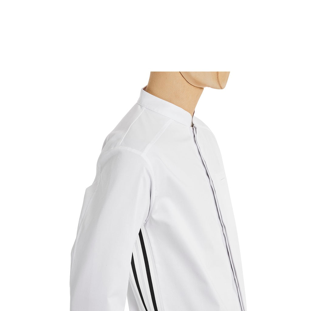 Detalle Lateral Superior de Filipina Santorini Blanca para Caballero Chef Manga Larga Diferentes Tallas