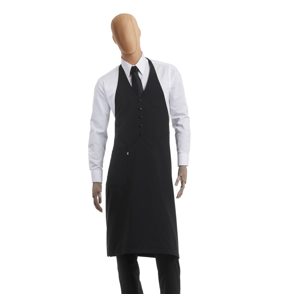 Mandil Con Peto En Cuello "V" Y Botones Simulando Un Chaleco En La Parte Superior