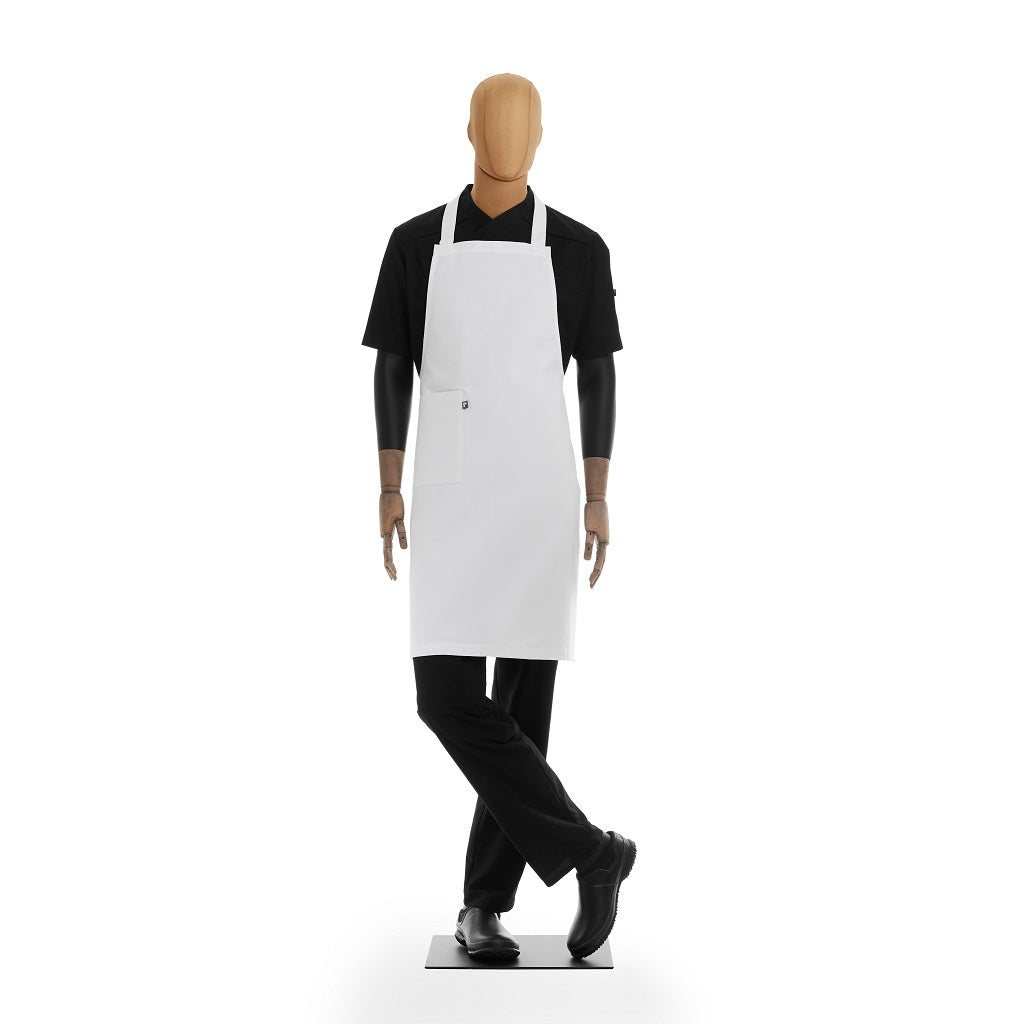Mandil Color Blanco de Peto Básico Unisex para Chef con Bolsa
