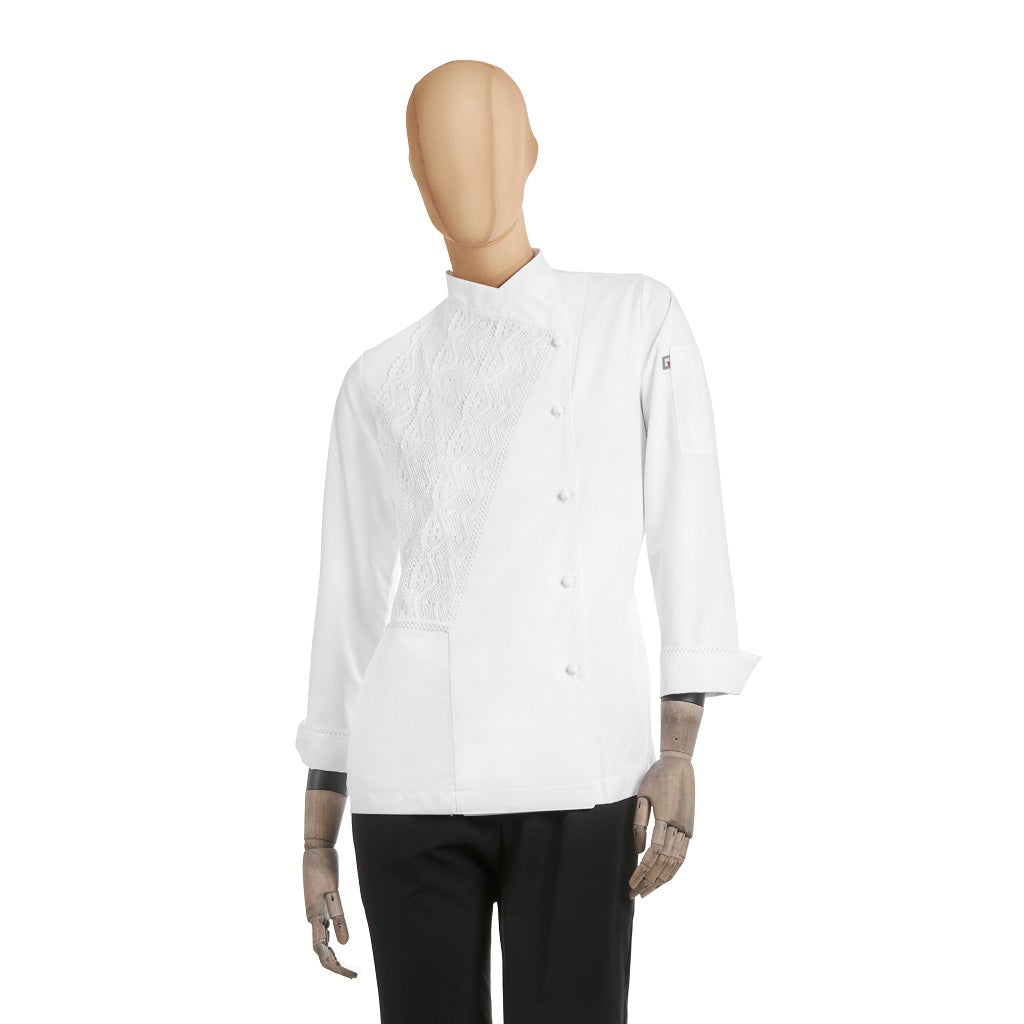 Filipina Color Blanco para Chef Dama Modelo Amelie Manga Larga Diferentes Tallas Disponibles CROP