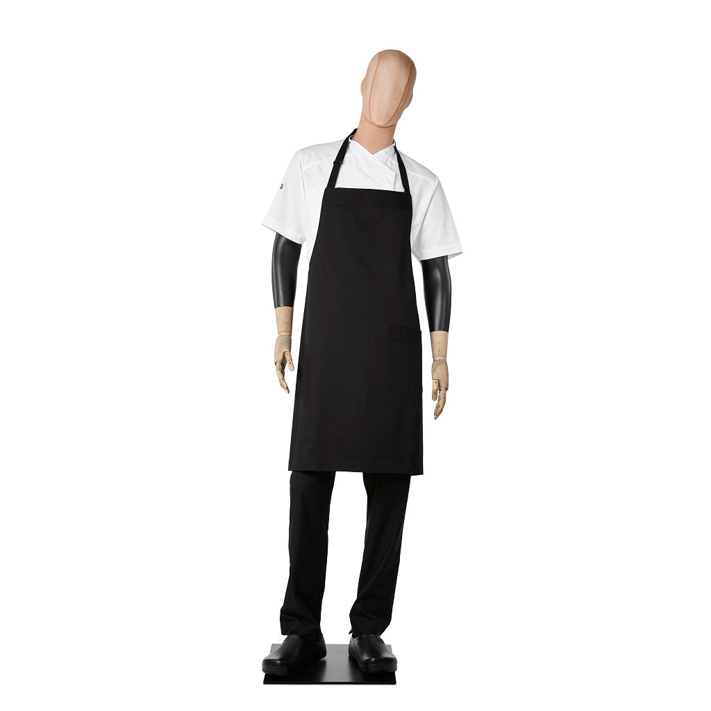 Mandil Negro de Peto Envolvente Básico para Chef con Bolsa Unisex